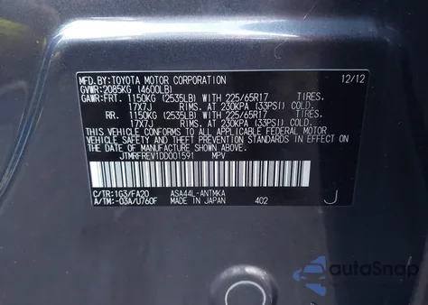 2013 Toyota Rav4 Xle z USA, uszkodzony, nr VIN JTMRFREV1DD001591